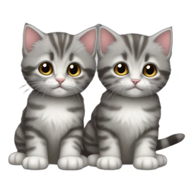 Two grey tabby kittens, one super fluffy sticker