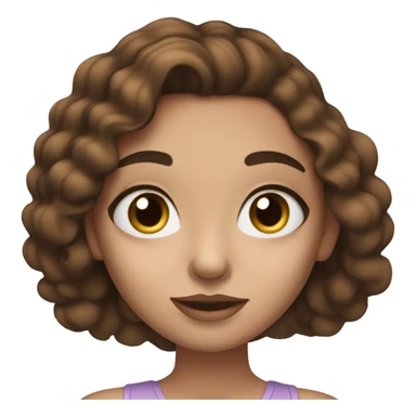 Girl doing makeup on white skin while having Brown hair and blue eyes and freackles sticker