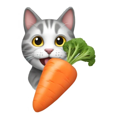 Cat eating carrot sticker