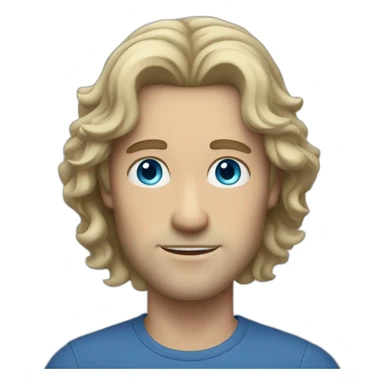 White man with blue eyes with long wavy hair sticker