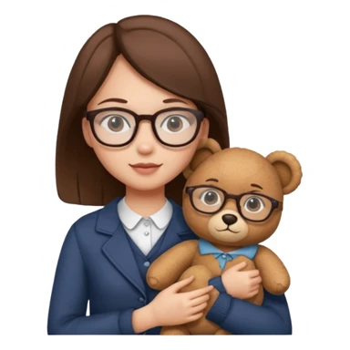  girl with single teddy bear she is wearing glasses bear without glasses  sticker