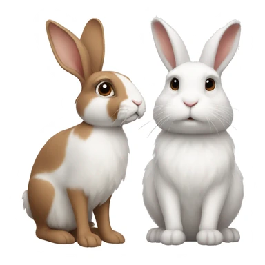 A white floppy eared rabbit sitting next to a brown and white floppy eared rabbit sticker