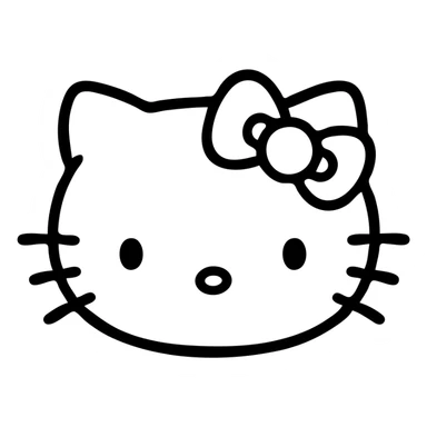 Hello Kitty simple outlined icon, minimal details, clean lines, no fill sticker