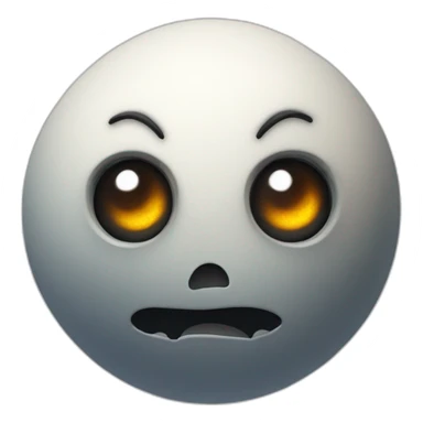 3d sphere with a cartoon spooky skin texture with big thoughtful eyes sticker