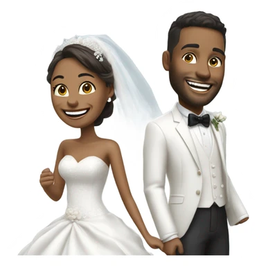Hyper Realistic dior bride model laughing with a handsome male model groom
 sticker
