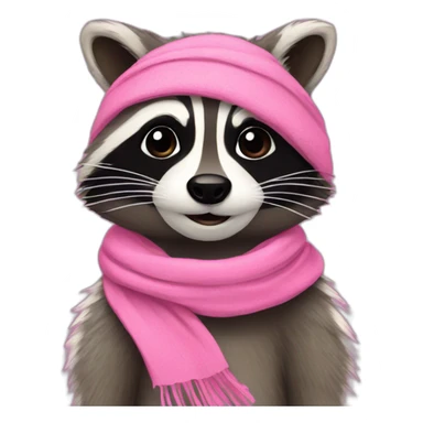 raccoon with a pink scarf sticker