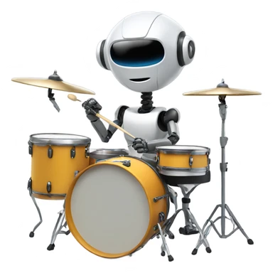 cute robot plays the drum set sticker