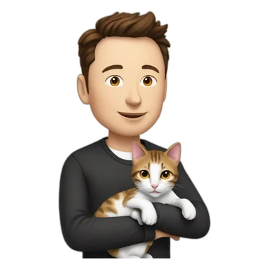 elon musk engaged with a cat in private sticker