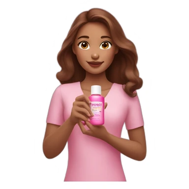 brown-haired girl holding pink payot cosmetics in her hand sticker