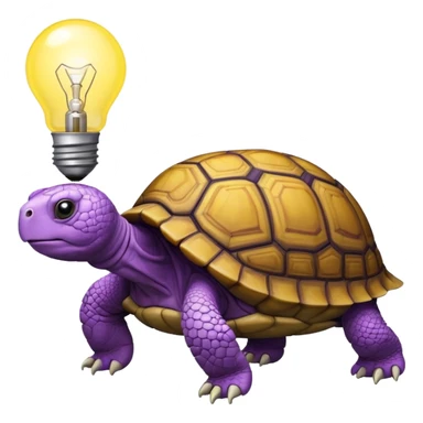 wise tortoise with a lightbulb, yellow and purple sticker