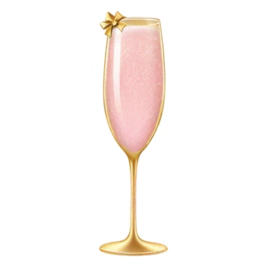 Light Pink glitter champagne glass with gold bow sticker