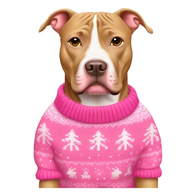 Tan pitbull wearing pink Christmas sweater sticker