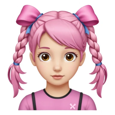 a bay girl with two ponytails and pink ribbons sticker