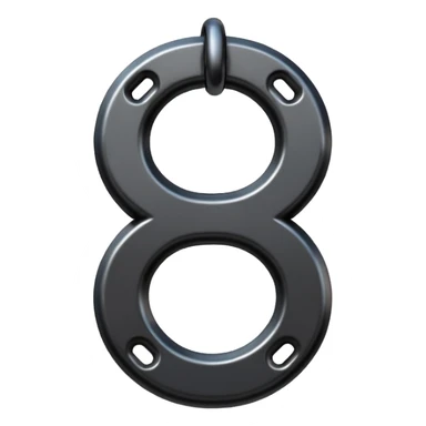 Emoji, gothic chain link shaped as number 8, forged from matte black steel, industrial form, subtle metal texture, no glow, no neon, flat emoji design, centered, transparent background sticker