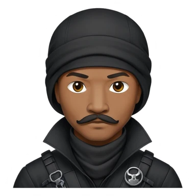 african-american mustache mercenary black asymmetrical ninja hacker terminal command center sticker