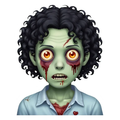 Zombie de cabelos cacheados pretos sticker