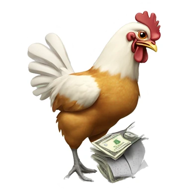 Chicken stealing money sticker