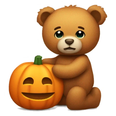 Soft teddy bear holding a pumpkin  sticker