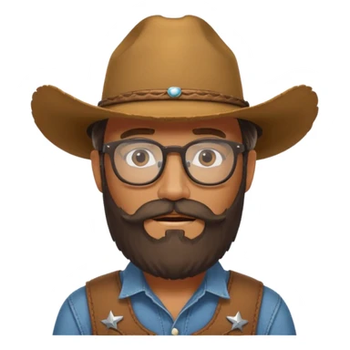 long bearded cowboy with glasses sticker