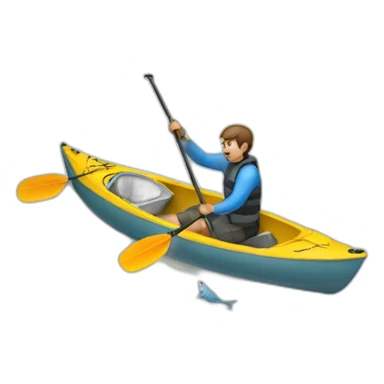 Man getting lure out of fish with a kayak paddle sticker