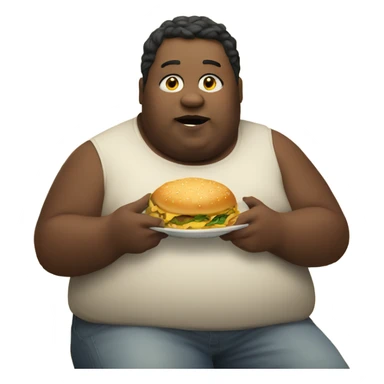 Fat person eating food sticker