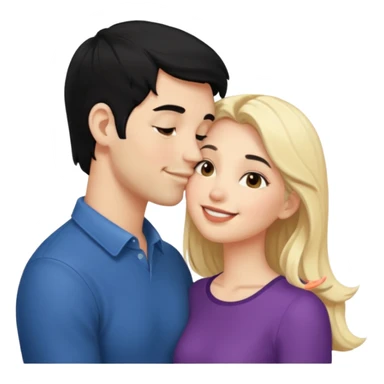 couple kissing black hair man blonde woman sticker