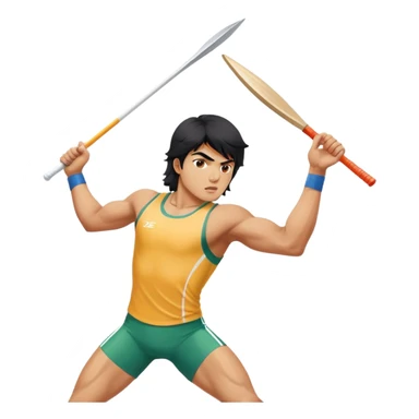 Neeraj Chopra throwing javelin in action, athletic pose sticker