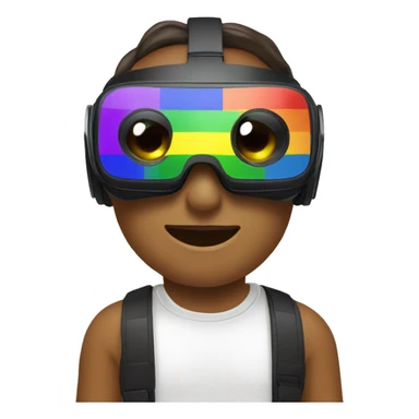 A VR headset with pride flag colors sticker