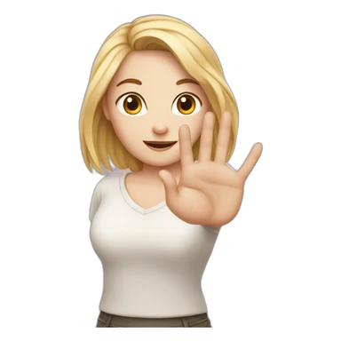 white girl showing three fingers up sticker