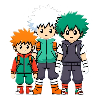 Bakugo and Deku from My Hero Academia standing side by side sticker