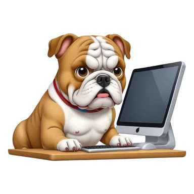 Bulldog on a computer  sticker