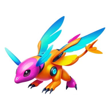 Colorful Neon Colorful Vibrant Colors Flying Futuristic Fakémon-Pokémon-Creature Full Body sticker