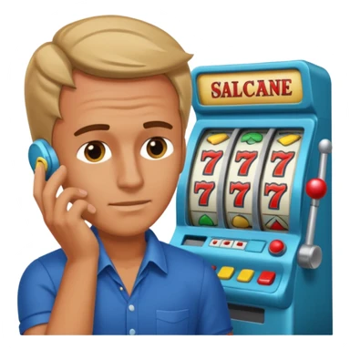 Man slot machine L hand on forehead sticker