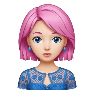 pink haired woman with lace patterned blue top sticker