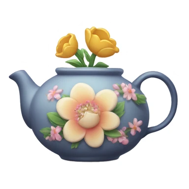 Tea pot with flower decor sticker