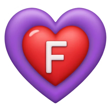 un corazon rojo CON LA LETRA F  DE COLOR LILA EN EL CENTRO sticker