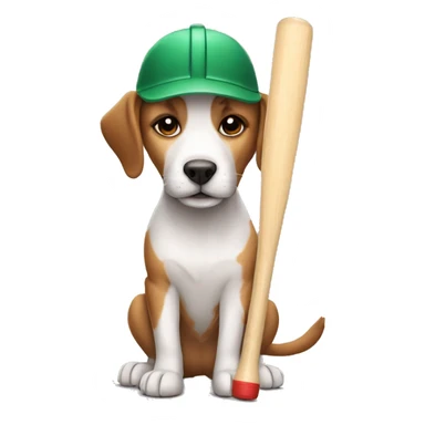 Dog with cricket bat sticker