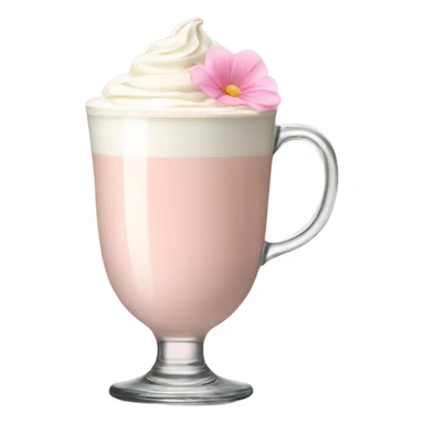 Light Pink latte classy in glass with flower sticker