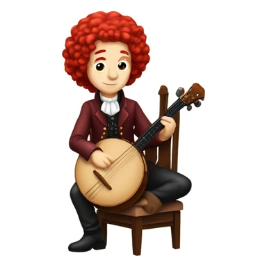 Antonio Vivaldi composer Red wig old chibi sitting chair banjo sticker