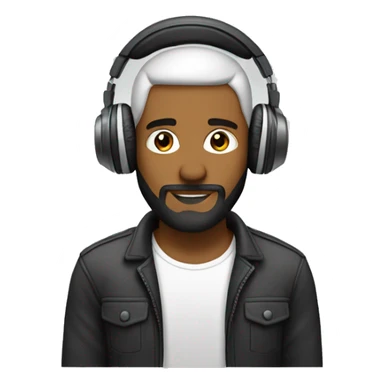 bold guy with small beard with headphones on the head sticker
