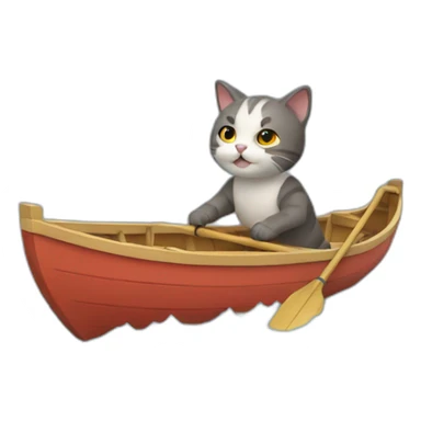 cat rowing a boat sticker