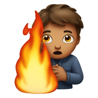 Frightened person near fire sticker