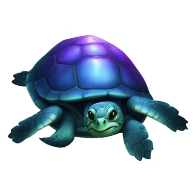 Dark iridescent sea turtle glowing with a wig sticker