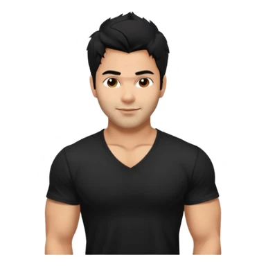 generate a pretty bratz Varun Dhawan with 
Make him wear a black v neck tshirt. muscular but still lean, smirking
He shoudl look exactly like VArun DHawan.  messy black hair sticker