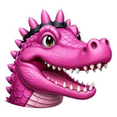 pink crocodile with a tilted black crown sticker
