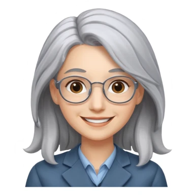 Profesora joven, sonrriente cabello gris canoso y de pelo largo  sticker