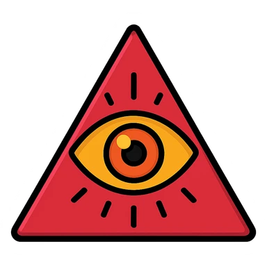 A blood-red triangle with a glowing eye inside, symbol of FOE sticker