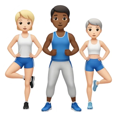 3 friends exercising together, one black person and two white people sticker