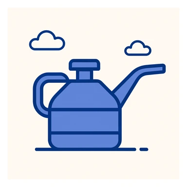 small minimalist oil can with spout on the right, white background sticker