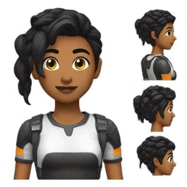 Gamer pelo negro corto mujer sticker